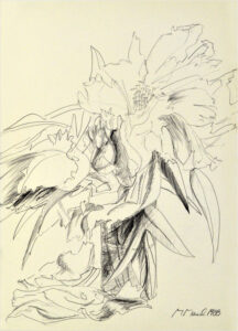 Päonie, 1988, Graphit auf Papier, 40 x 30 cm