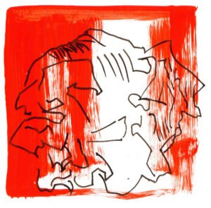 Mohn, 2007, Tusche, Acryl auf Papier, 12 x 12 cm